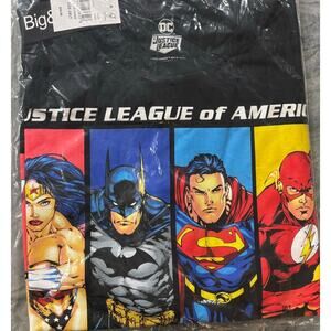 Justice League Of America Men's  Wonder Woman, Batman, Superman, Flash Black 2XL
